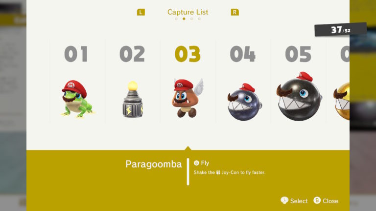 Super Mario Odyssey Capture List - all abilities and every capture