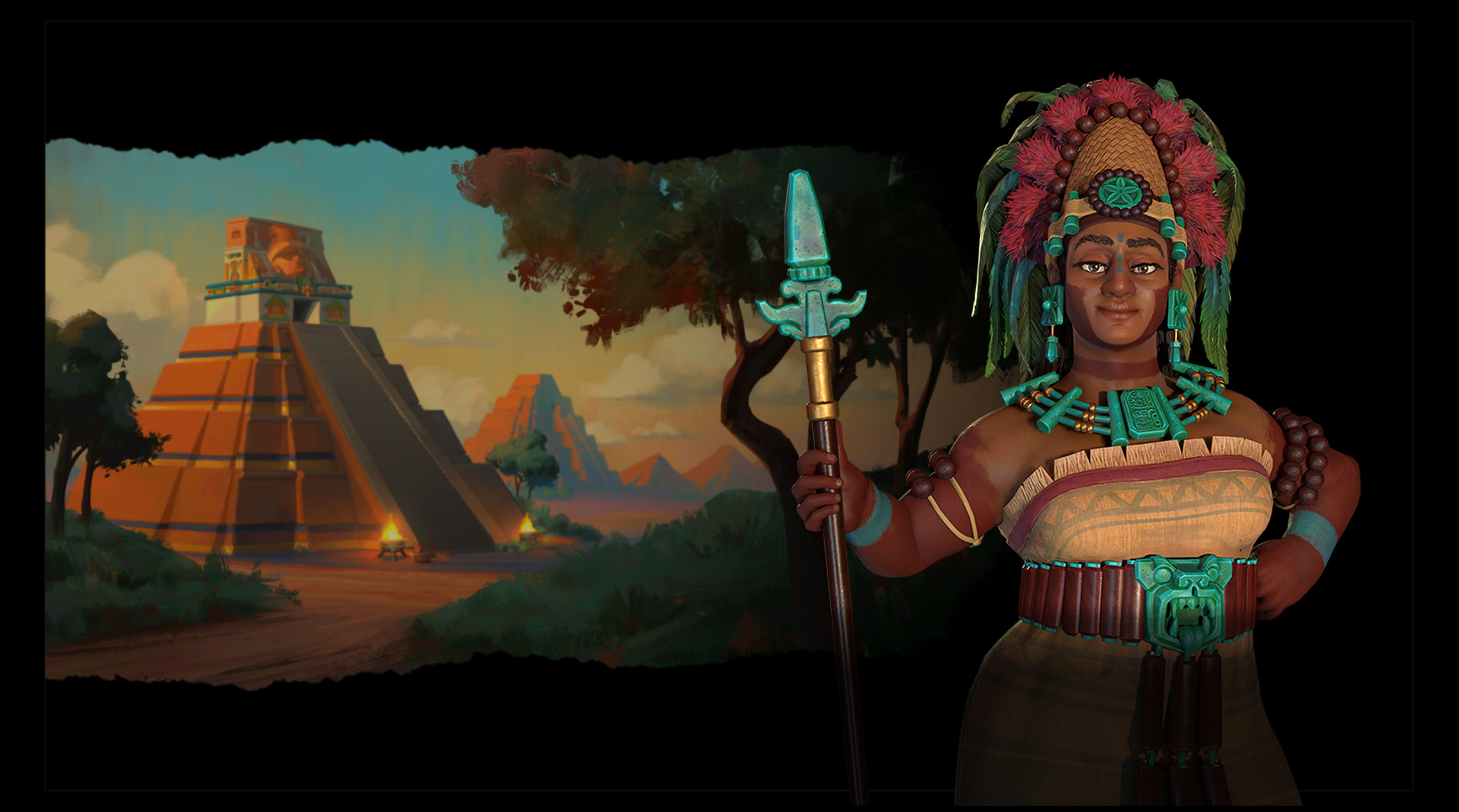 Civilization-VI-New-Frontier-Pass-Maya-Gran-Colombia-Pack-Lady-Six-Sky-Leader-Art